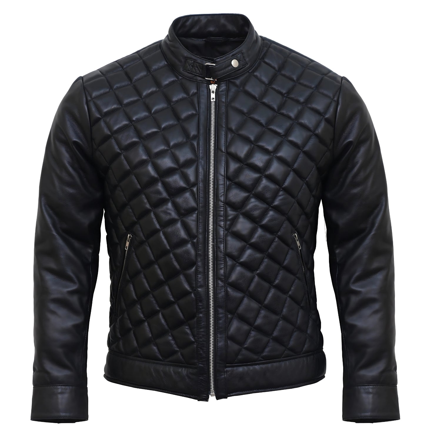 Leather Biker Jacket Mens Black Biker Leather Jacket for Men Quilted Cafe Racer Leather Jacket The Jacket Makers
