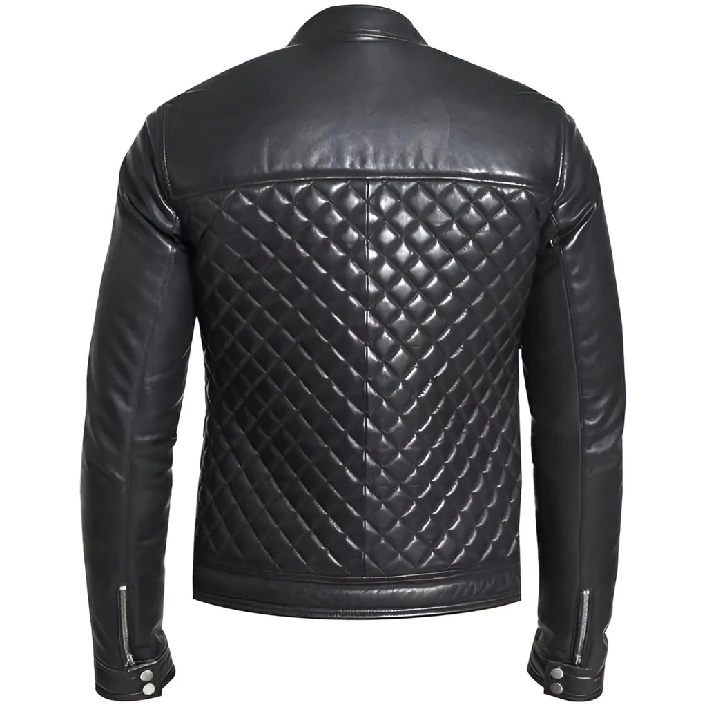 Leather Biker Jacket Mens Black Biker Leather Jacket for Men Quilted Cafe Racer Leather Jacket The Jacket Makers
