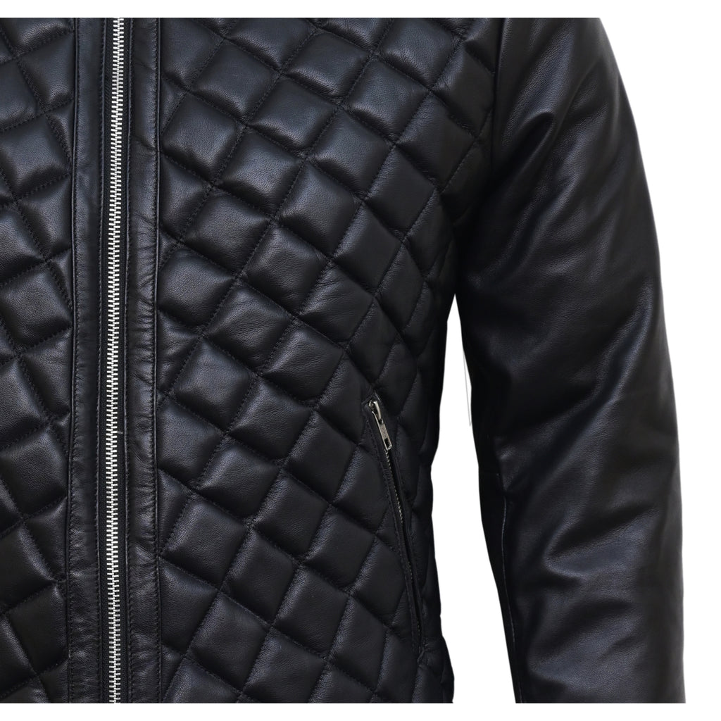 Leather Biker Jacket Mens Black Biker Leather Jacket for Men Quilted Cafe Racer Leather Jacket The Jacket Makers