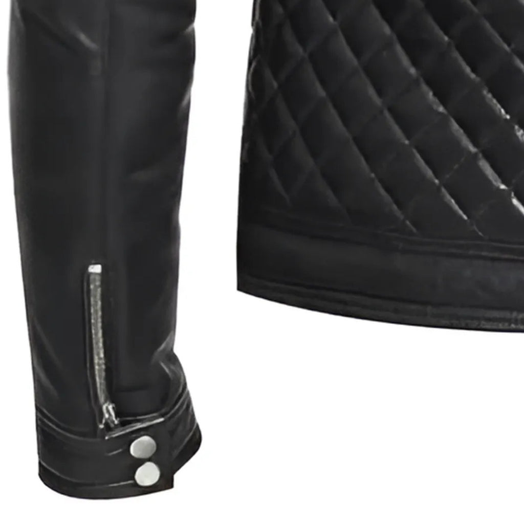 Leather Biker Jacket Mens Black Biker Leather Jacket for Men Quilted Cafe Racer Leather Jacket The Jacket Makers