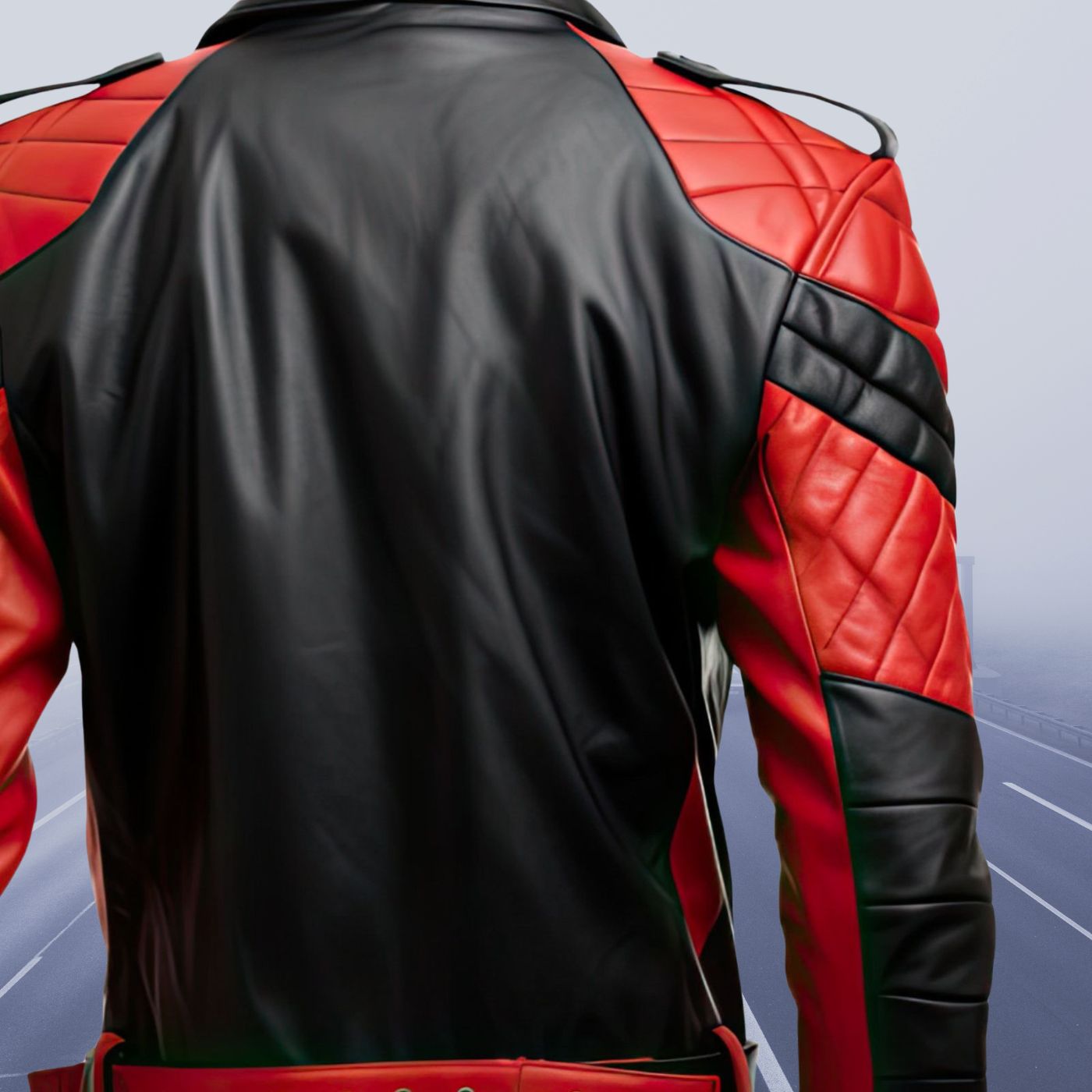 Leather Jacket for Men Black and Red Stylish Two Tone Biker Gear 