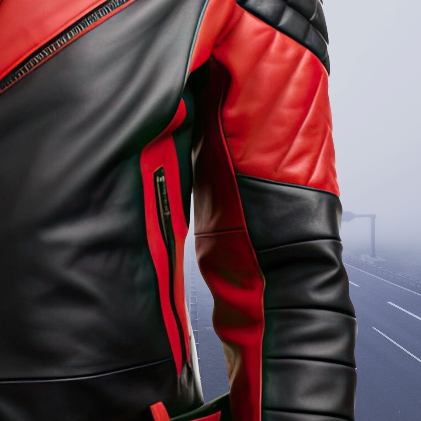 Leather Jacket for Men Black and Red Stylish Two Tone Biker Gear 