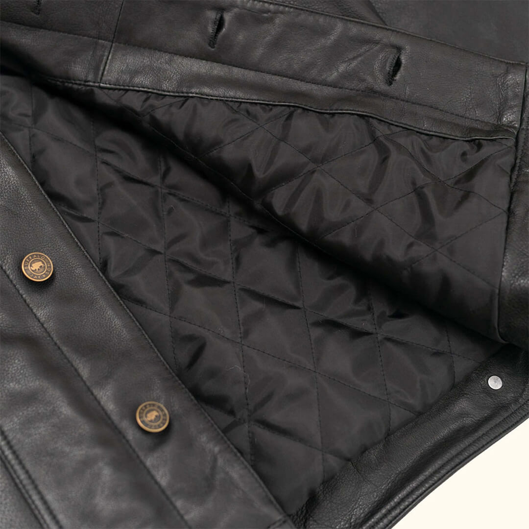 Elegant Mateo black leather jacket, a timeless fashion staple for versatile styling, suitable for both casual and formal wear.