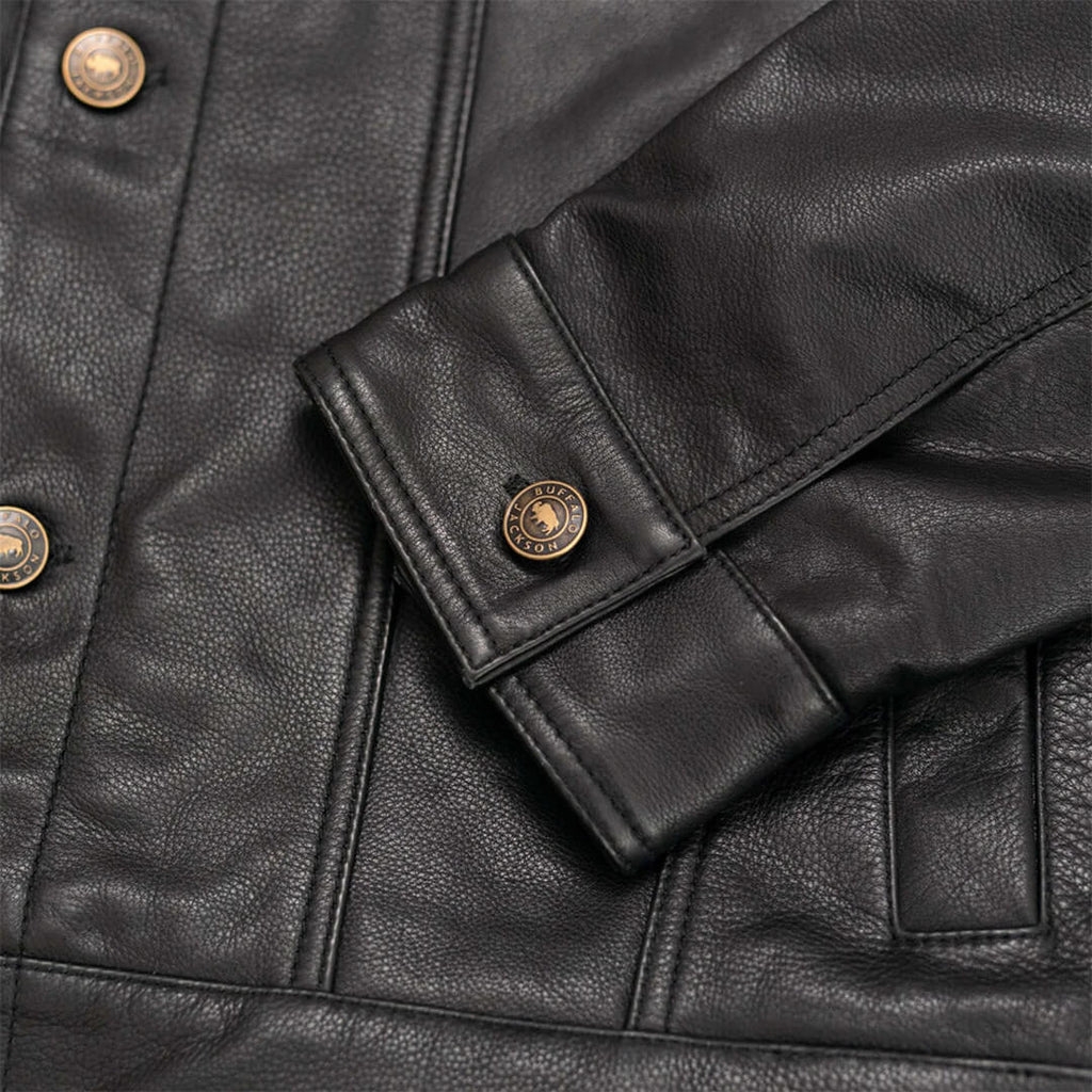 Elegant Mateo black leather jacket, a timeless fashion staple for versatile styling, suitable for both casual and formal wear.