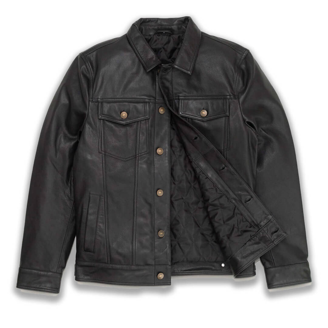 Elegant Mateo black leather jacket, a timeless fashion staple for versatile styling, suitable for both casual and formal wear.