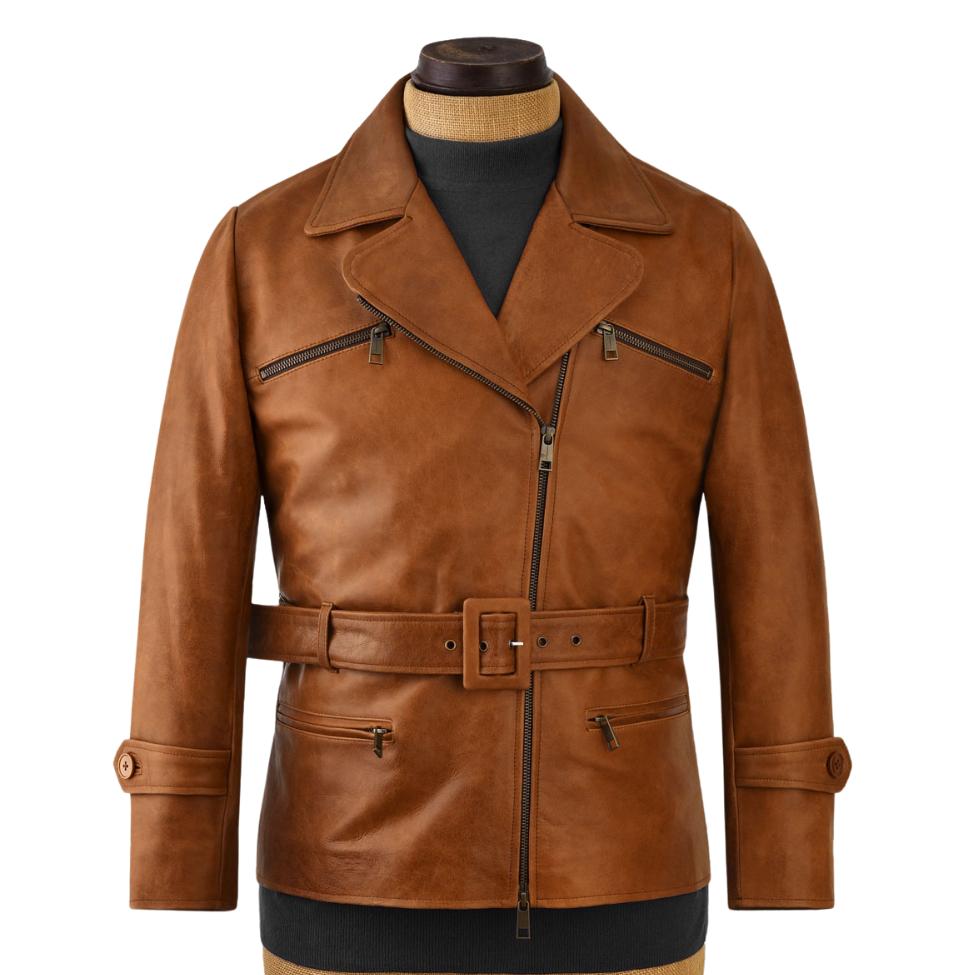 Men's Brown Lambskin Leather Jacket with Adjustable Cuffs & Collar The Jacket Makers