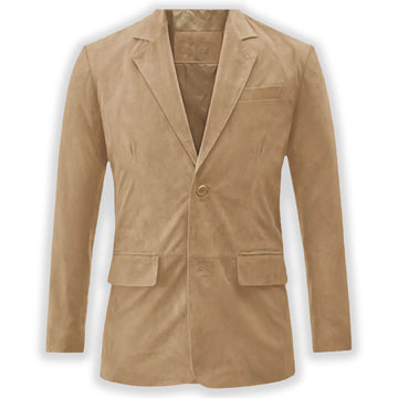 Elegant vintage-style luxurious suede coat, bridge leather blazer perfect as sophisticated outerwear.