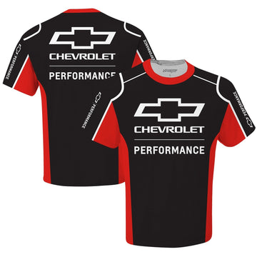 Men's Chevrolet Checkered Flag Sports Black Uniform T-Shirt