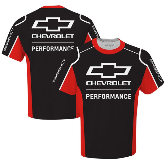Men's Chevrolet Checkered Flag Sports Black Uniform T-Shirt