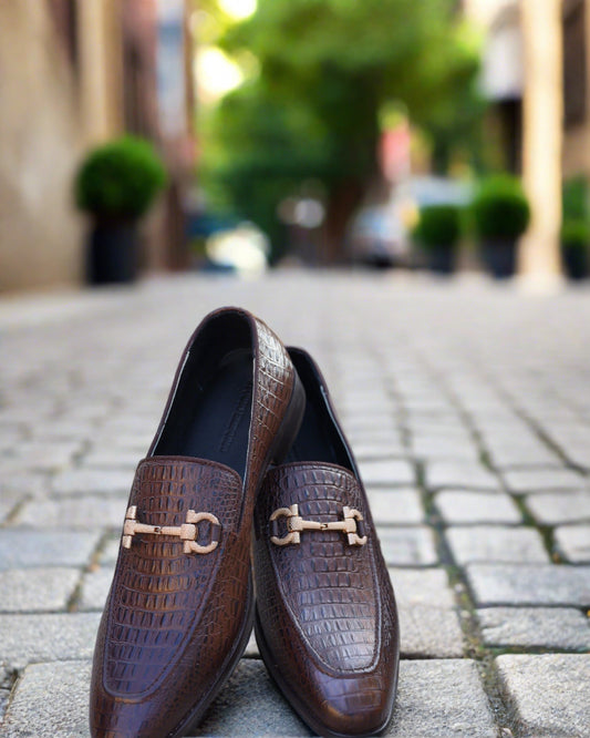 Men's Brown Moccasin Leather Loafers | Slip-On Shoes (US Sizes 7-11)