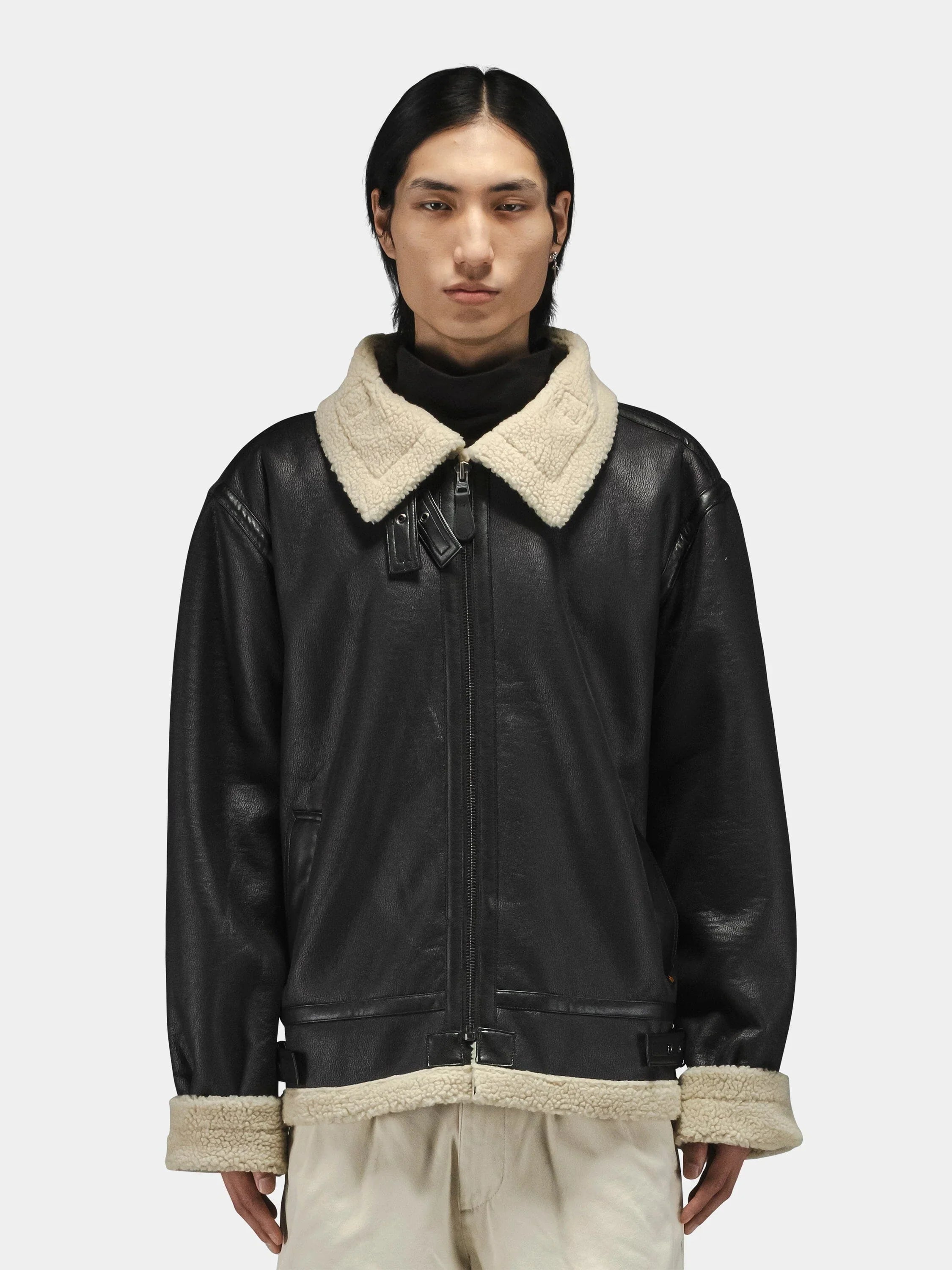 Original B-3 Shearling Aviator Jacket – Black Leather with Mouton Original B-3 Shearling Aviator Jacket – Black Leather with Mouton