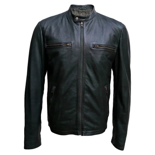 Pen'sremium Black Leather Jacket Classic M Biker Style