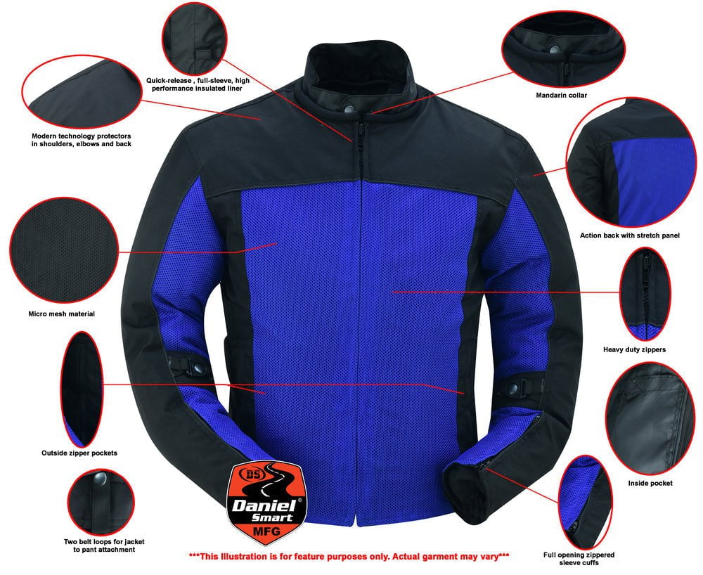 DS Cross Wind Micro Mesh Mens Motorcycle Jacket - Blue