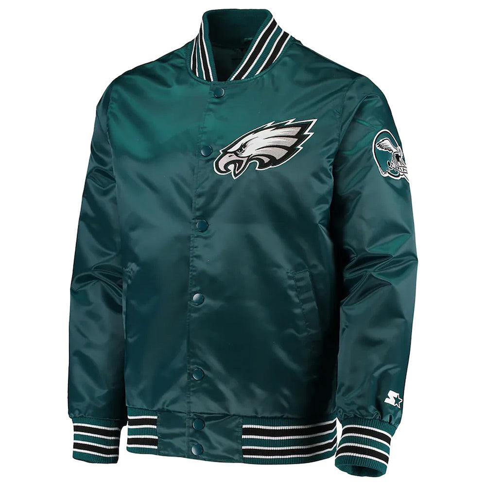The Diamond Retro Philadelphia Eagles Green Satin Jacket