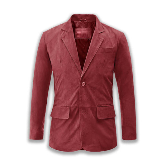 Preston Red Leather Blazer For Men