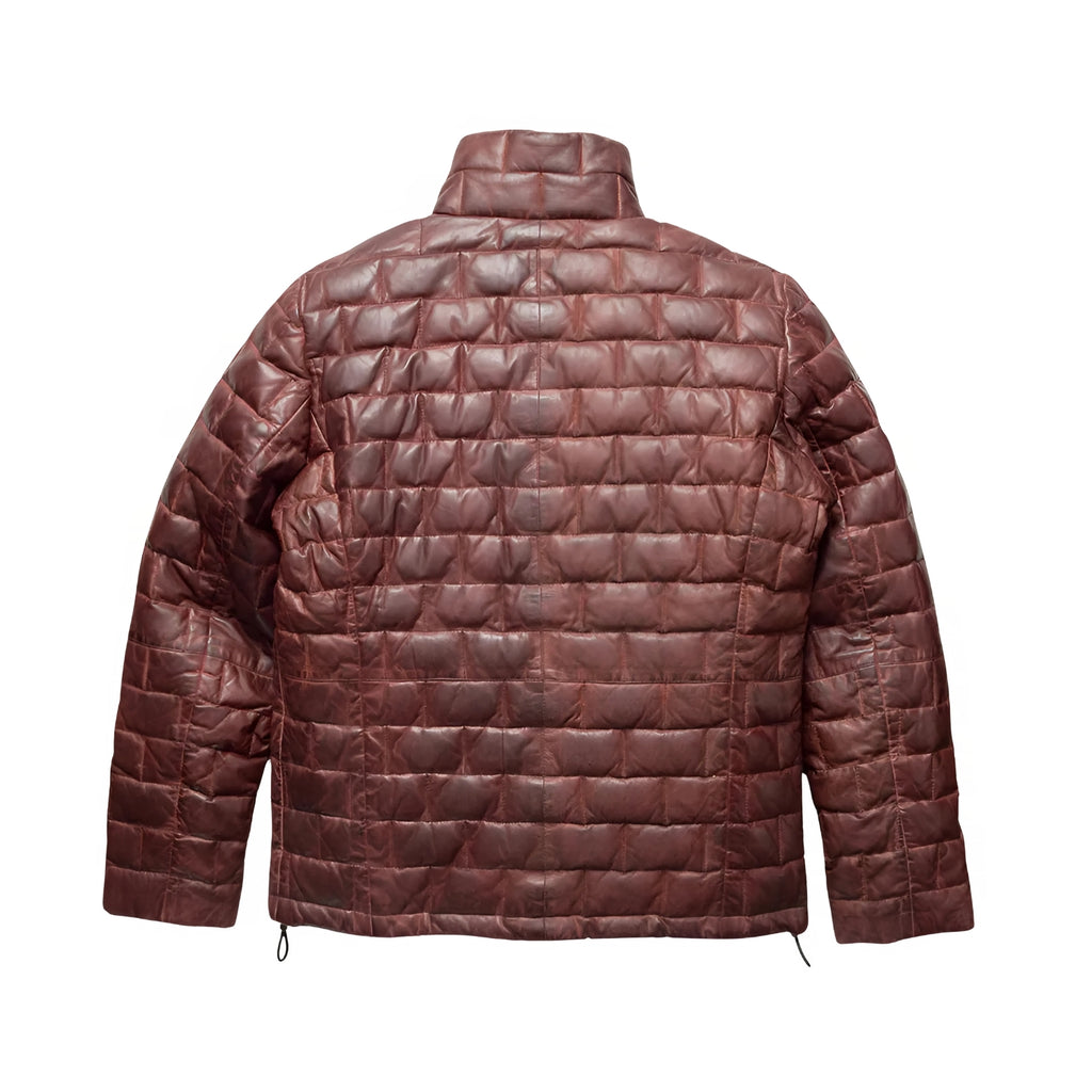 Puffer Jacket Mens Goose Down Lambskin Leather Jacket Lightweight Zip Up Winter Mens Bomber Puffer Coat The Jacket Makers