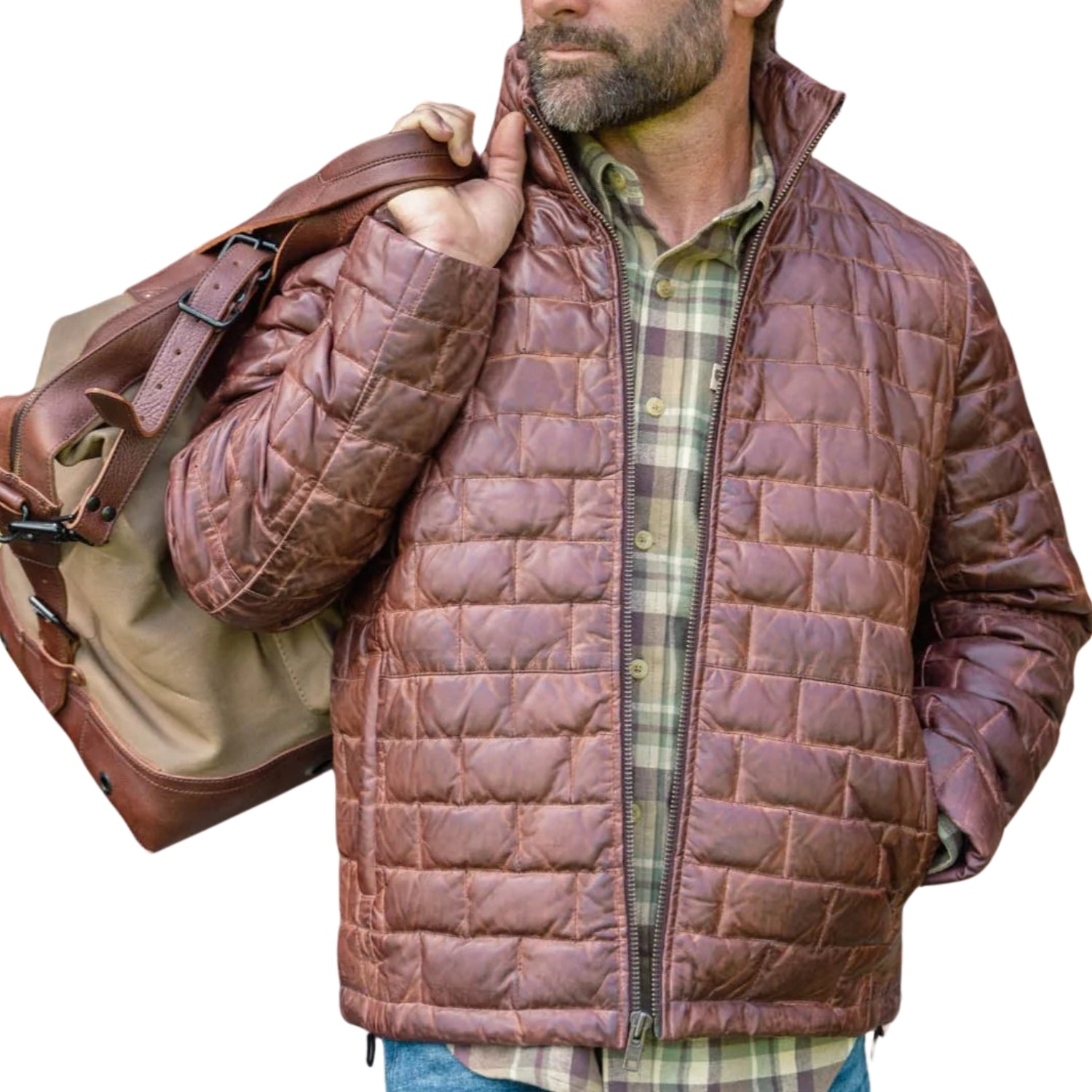 Puffer Jacket Mens Goose Down Lambskin Leather Jacket Lightweight Zip Up Winter Mens Bomber Puffer Coat The Jacket Makers