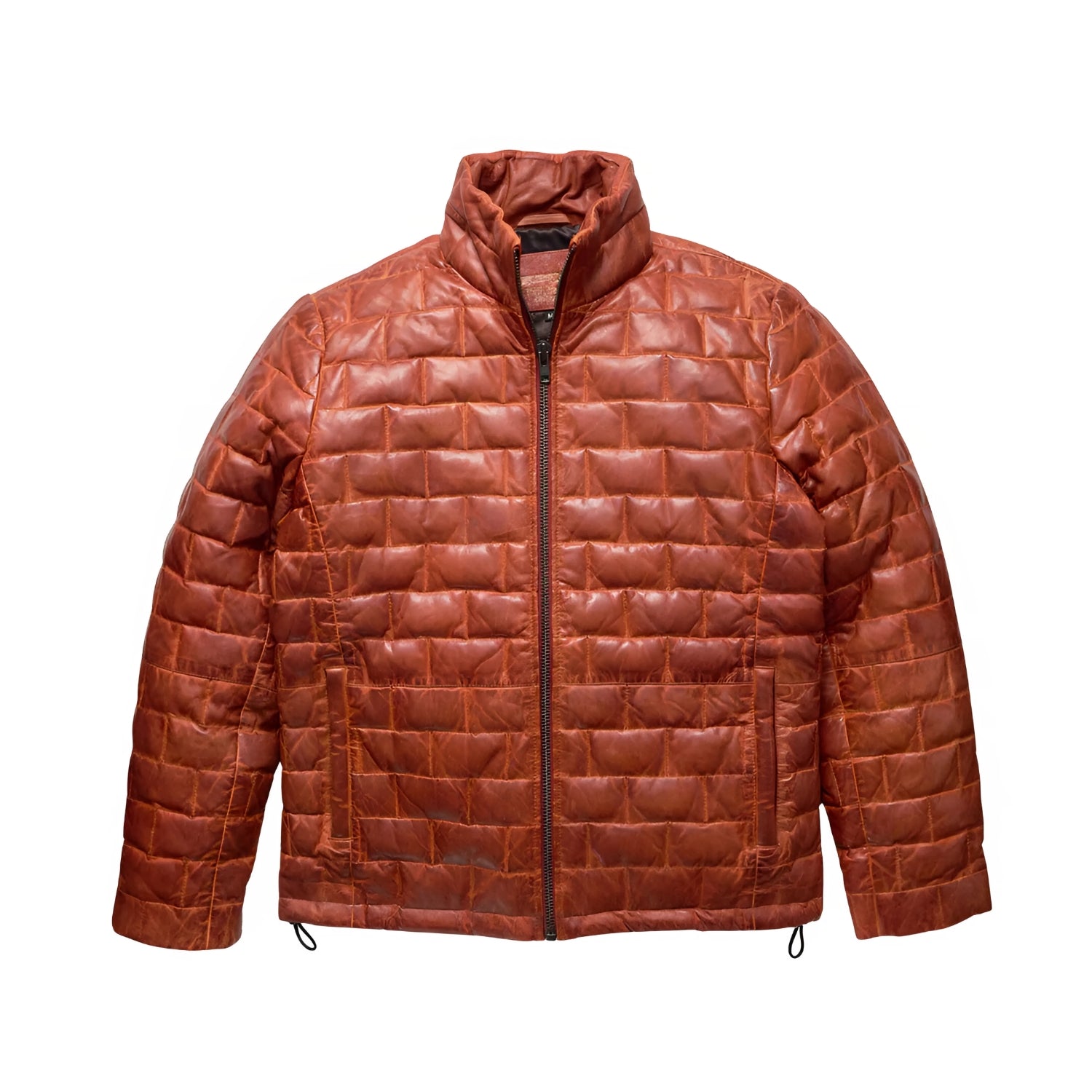 Puffer Jacket Men Goose Down Lambskin Leather Jacket