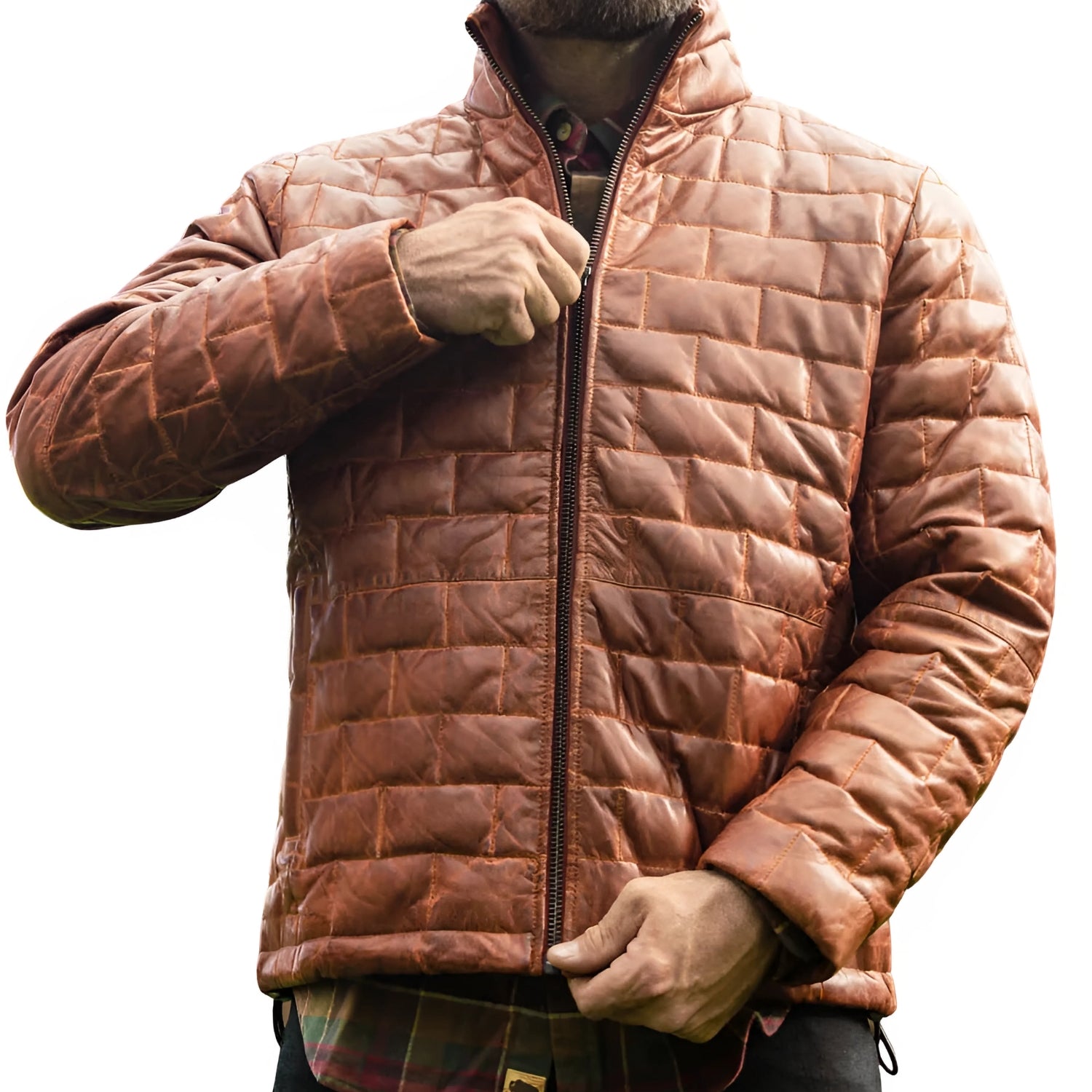 Puffer Jacket Mens Goose Down Lambskin Leather Jacket Lightweight Zip Up Winter Mens Bomber Puffer Coat The Jacket Makers