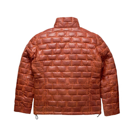 Puffer Jacket Mens Goose Down Lambskin Leather Jacket Lightweight Zip Up Winter Mens Bomber Puffer Coat