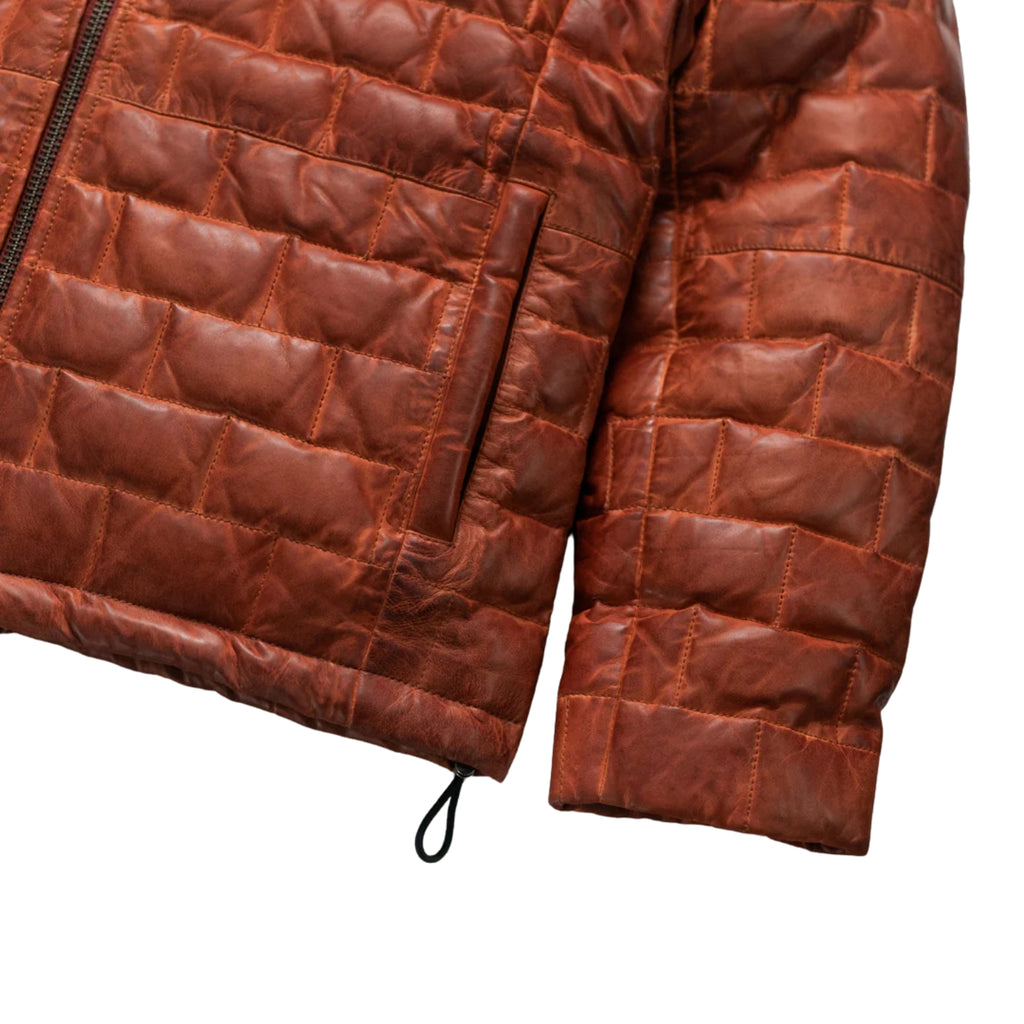 Puffer Jacket Mens Goose Down Lambskin Leather Jacket Lightweight Zip Up Winter Mens Bomber Puffer Coat The Jacket Makers