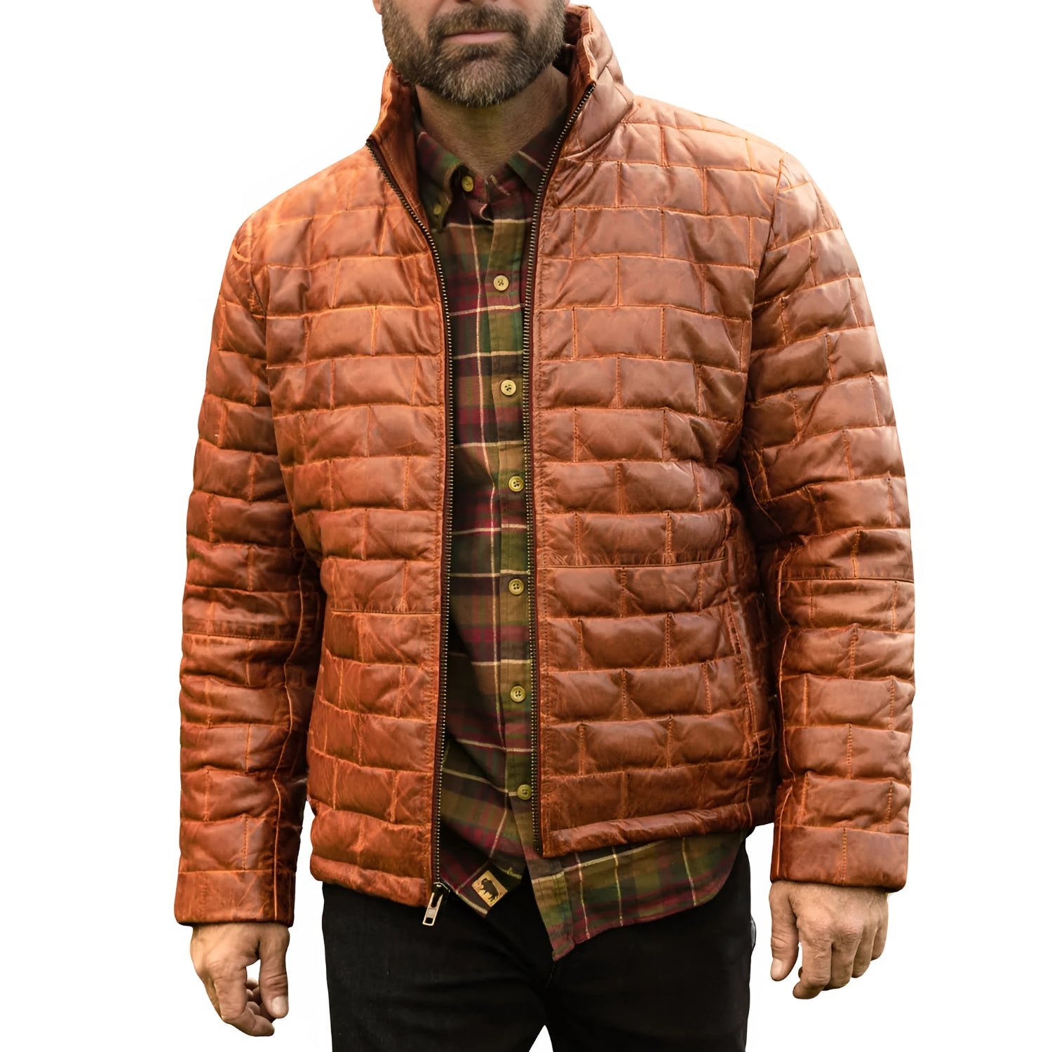 Puffer Jacket Mens Goose Down Lambskin Leather Jacket Lightweight Zip Up Winter Mens Bomber Puffer Coat The Jacket Makers