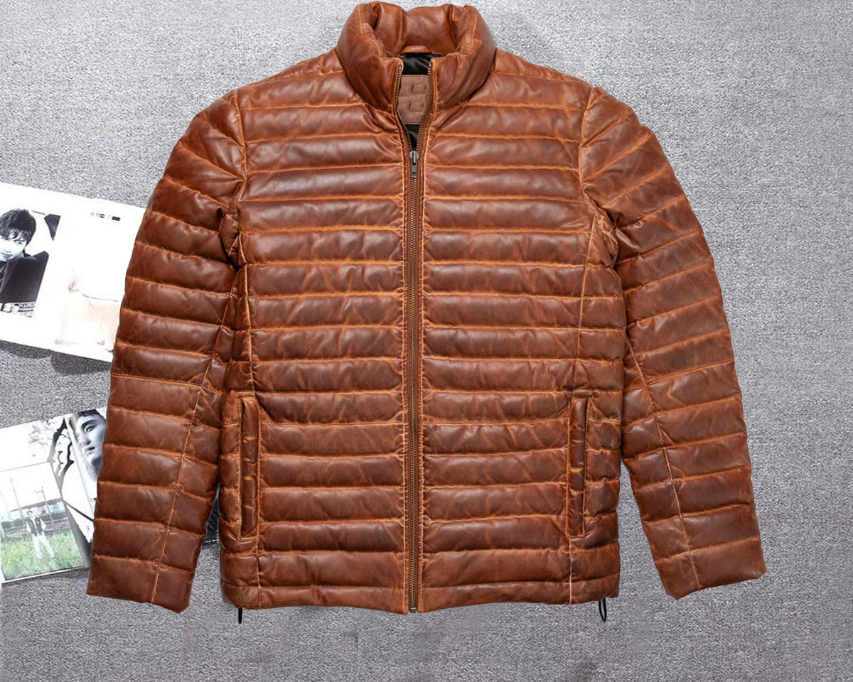 Puffer jacket Men's Real Leather jacket Thejacketmakerss