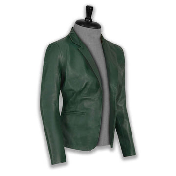 Green Shade Leather Blazer Lasting Luxury Fashion for Men