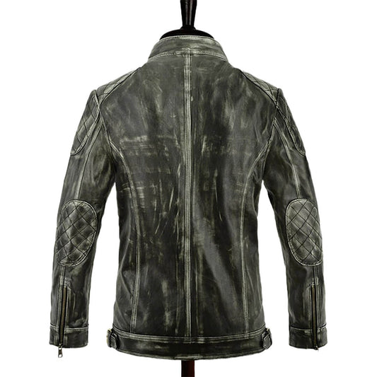 Luxurious Royal Shaded Leather Jacket Tailored Outerwear