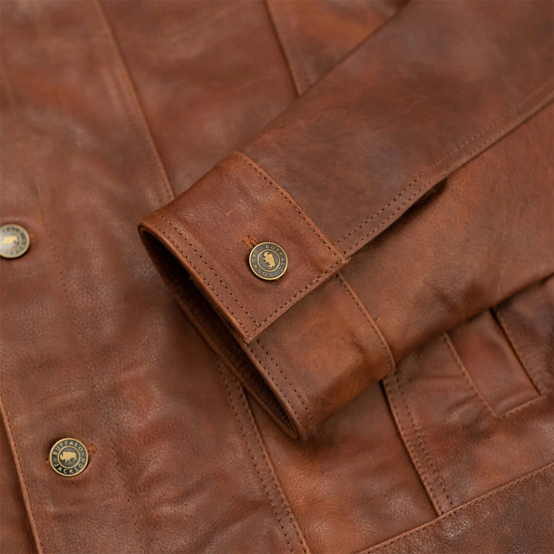 Men's Ryker leather jacket in brown with stylish shading, durable design, perfect for enhancing any casual outfit.