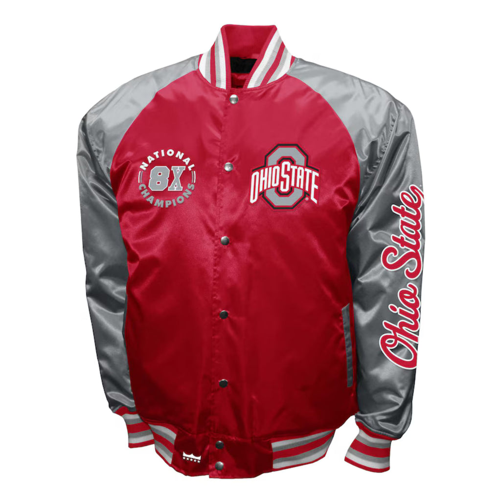Ohio Varsity Adult Red & Gray Lightweight Vintage Bomber Jacket 90s Retro Varsity Coat for Game Day, Streetwear & Athleisure Comfort