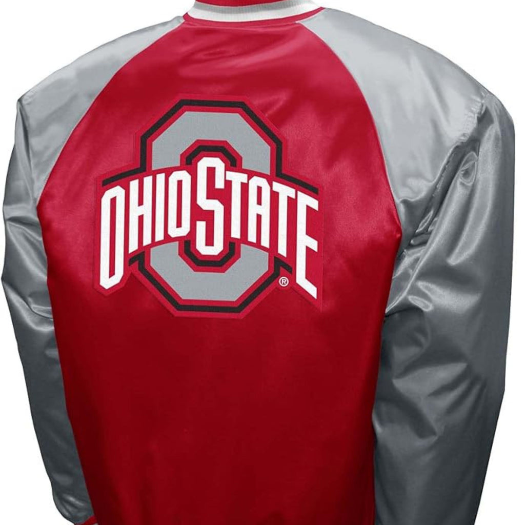 Ohio Varsity Adult Red & Gray Lightweight Vintage Bomber Jacket 90s Retro Varsity Coat for Game Day, Streetwear & Athleisure Comfort