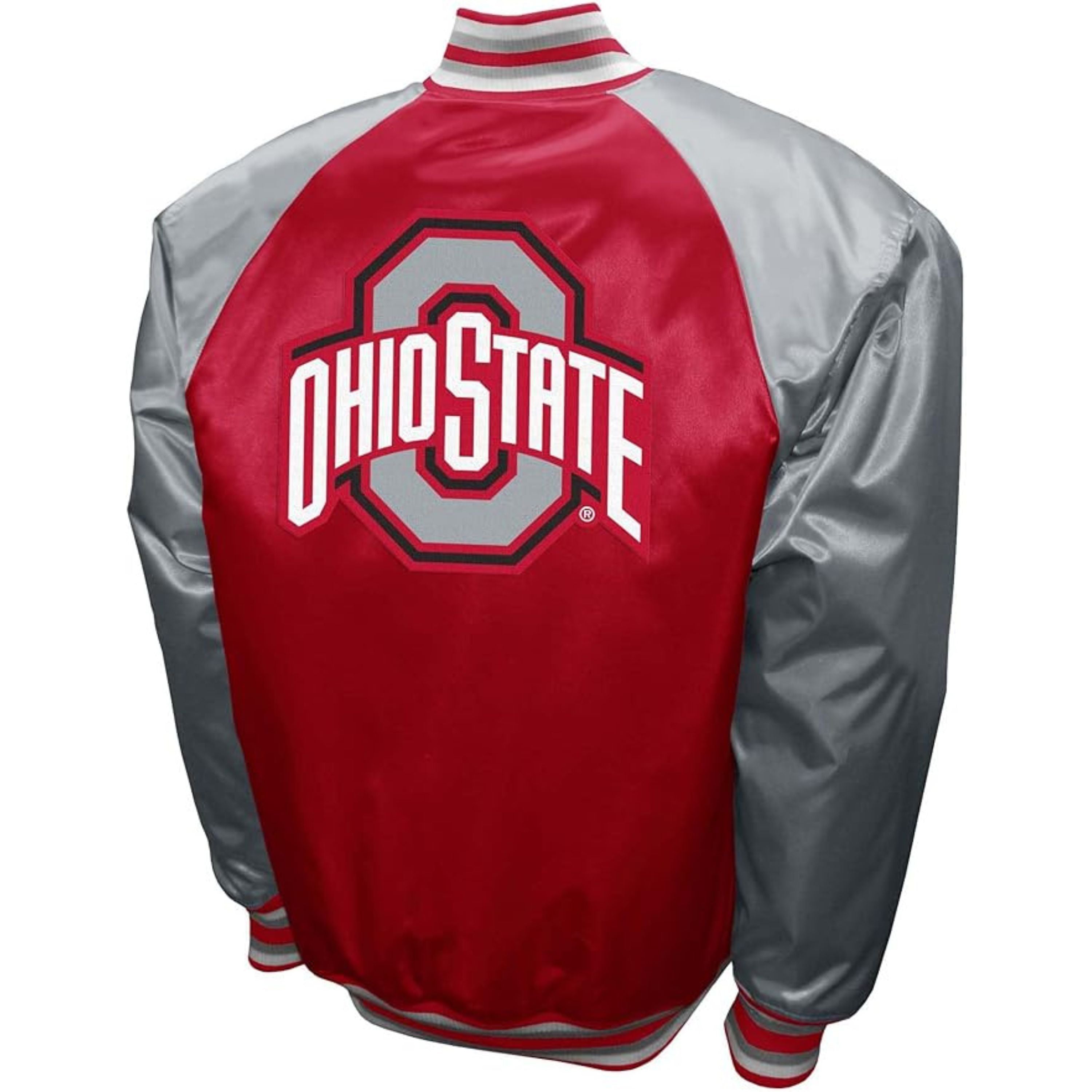 Ohio Varsity Adult Red & Gray Lightweight Vintage Bomber Jacket 90s Retro Varsity Coat for Game Day, Streetwear & Athleisure Comfort