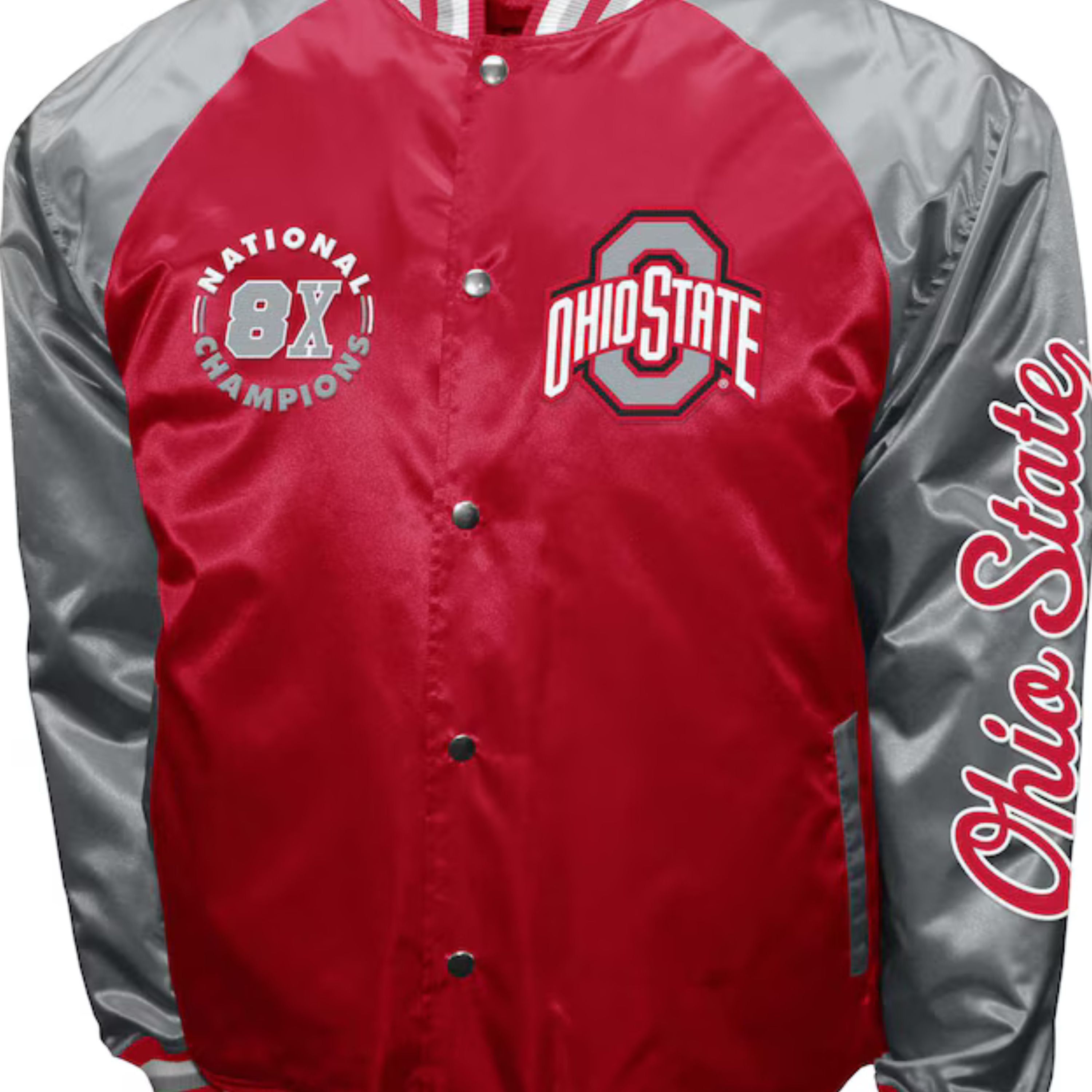 Ohio Varsity Adult Red & Gray Lightweight Vintage Bomber Jacket 90s Retro Varsity Coat for Game Day, Streetwear & Athleisure Comfort