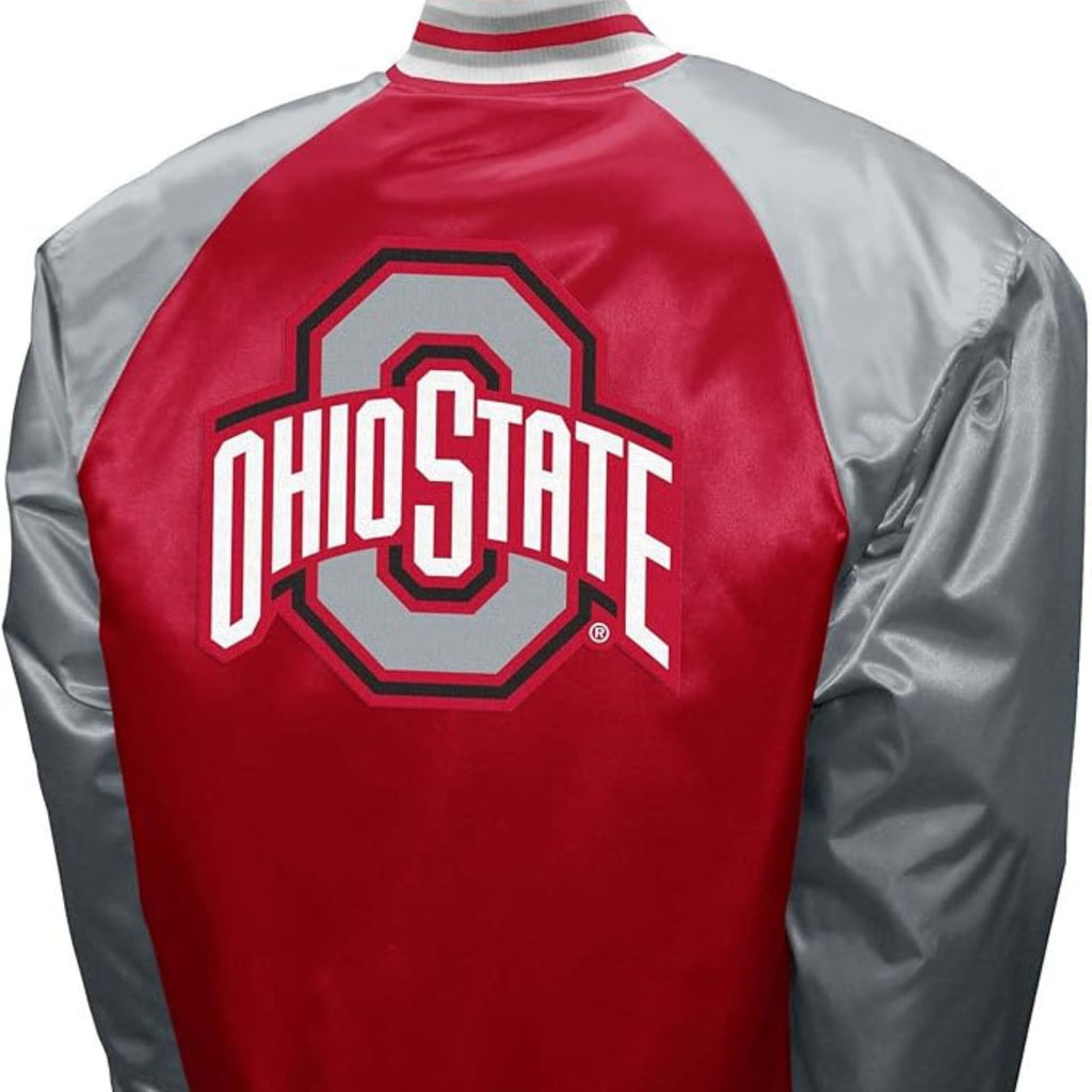 Ohio Varsity Adult Red & Gray Lightweight Vintage Bomber Jacket 90s Retro Varsity Coat for Game Day, Streetwear & Athleisure Comfort