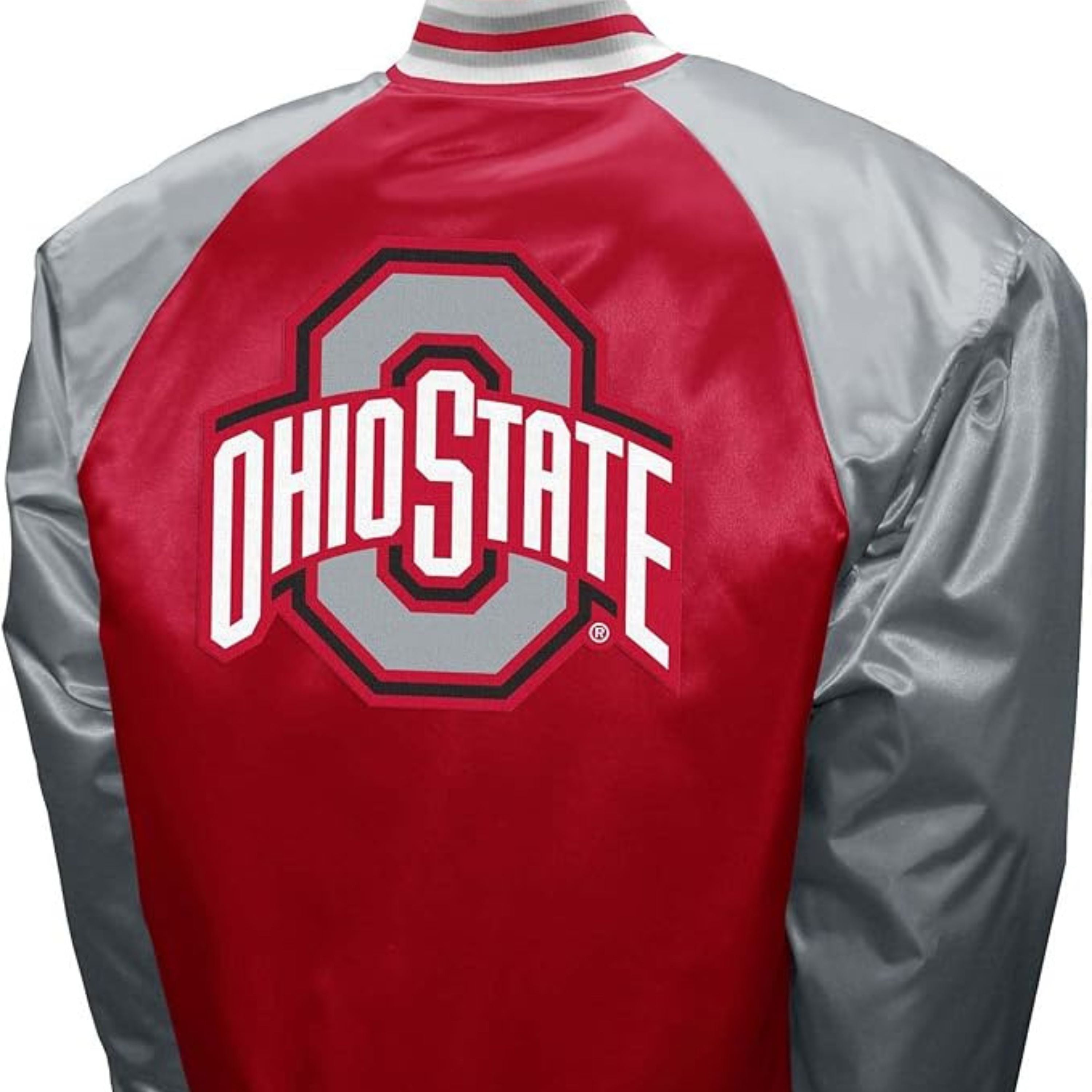 Ohio Varsity Adult Red & Gray Lightweight Vintage Bomber Jacket 90s Retro Varsity Coat for Game Day, Streetwear & Athleisure Comfort
