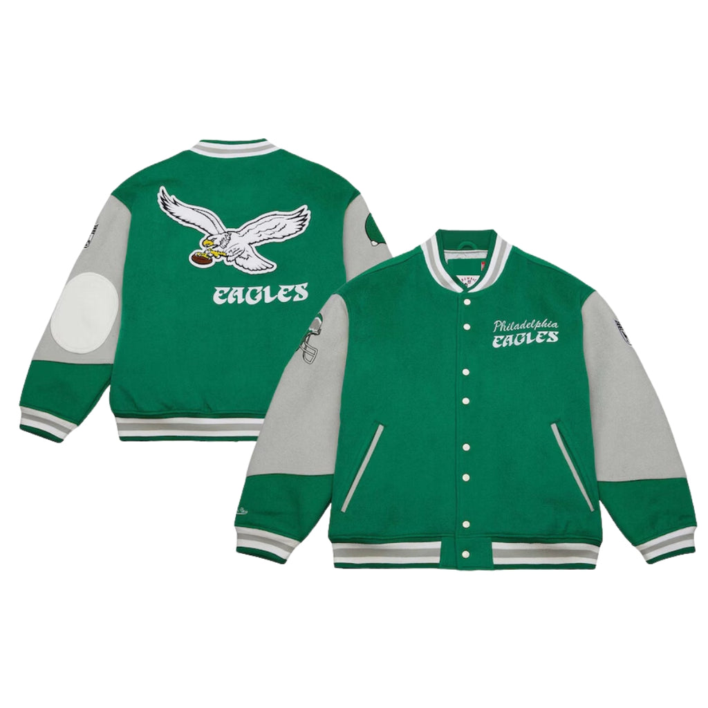 Philadelphia Eagles Kelly Green Varsity Jacket Vintage Style Letterman Bomber The Jacket Makers