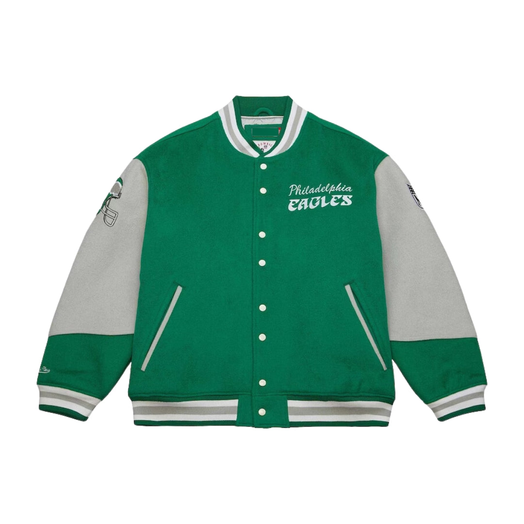 Philadelphia Eagles Kelly Green Varsity Jacket Vintage Style Letterman Bomber The Jacket Makers