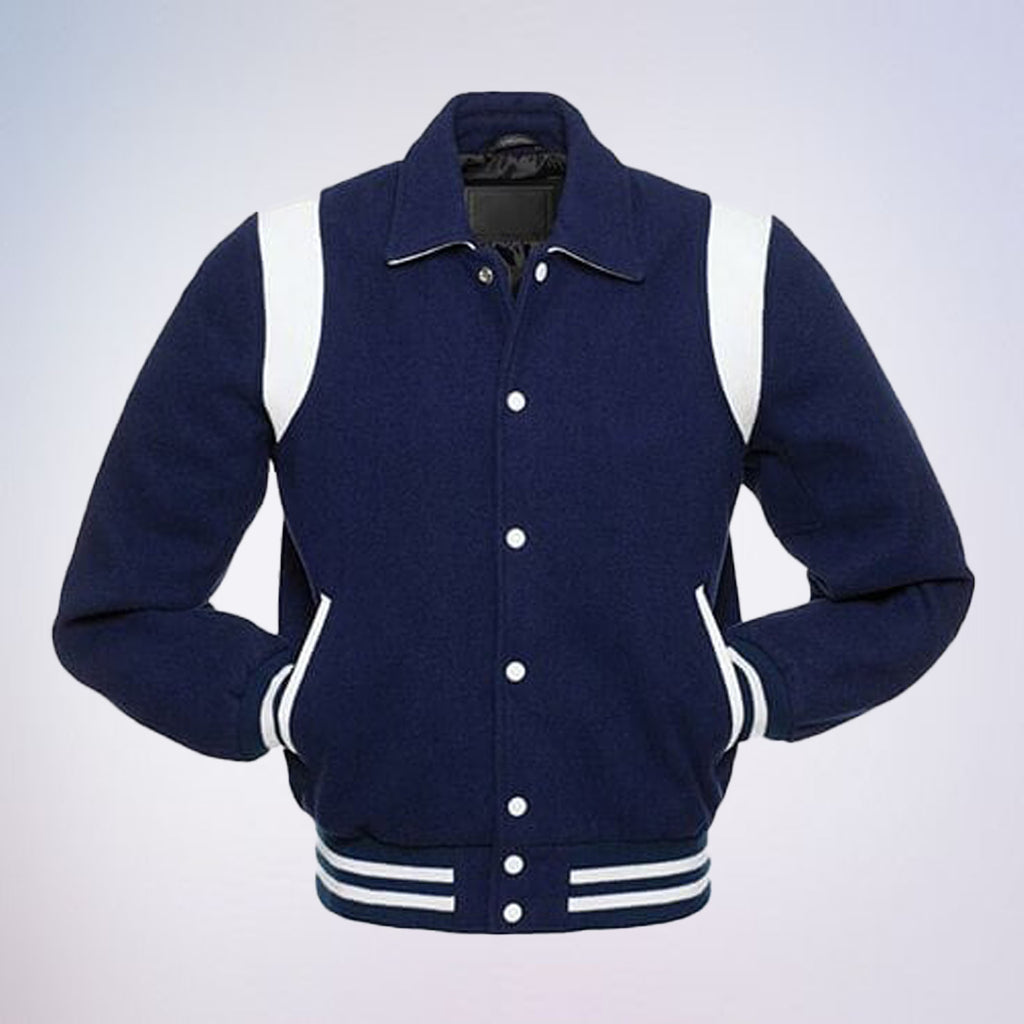 Varsity Jacket for Men, Blue Stylish Retro College Jacket Wool Letterman Jacket Baseball Jacket The Jacket Makers
