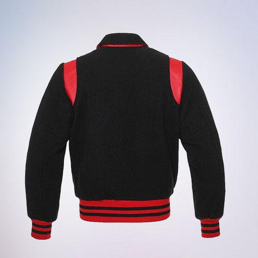 Varsity Jacket for Men, Black Retro College Jacket Wool Letterman Jacket Baseball Jacket